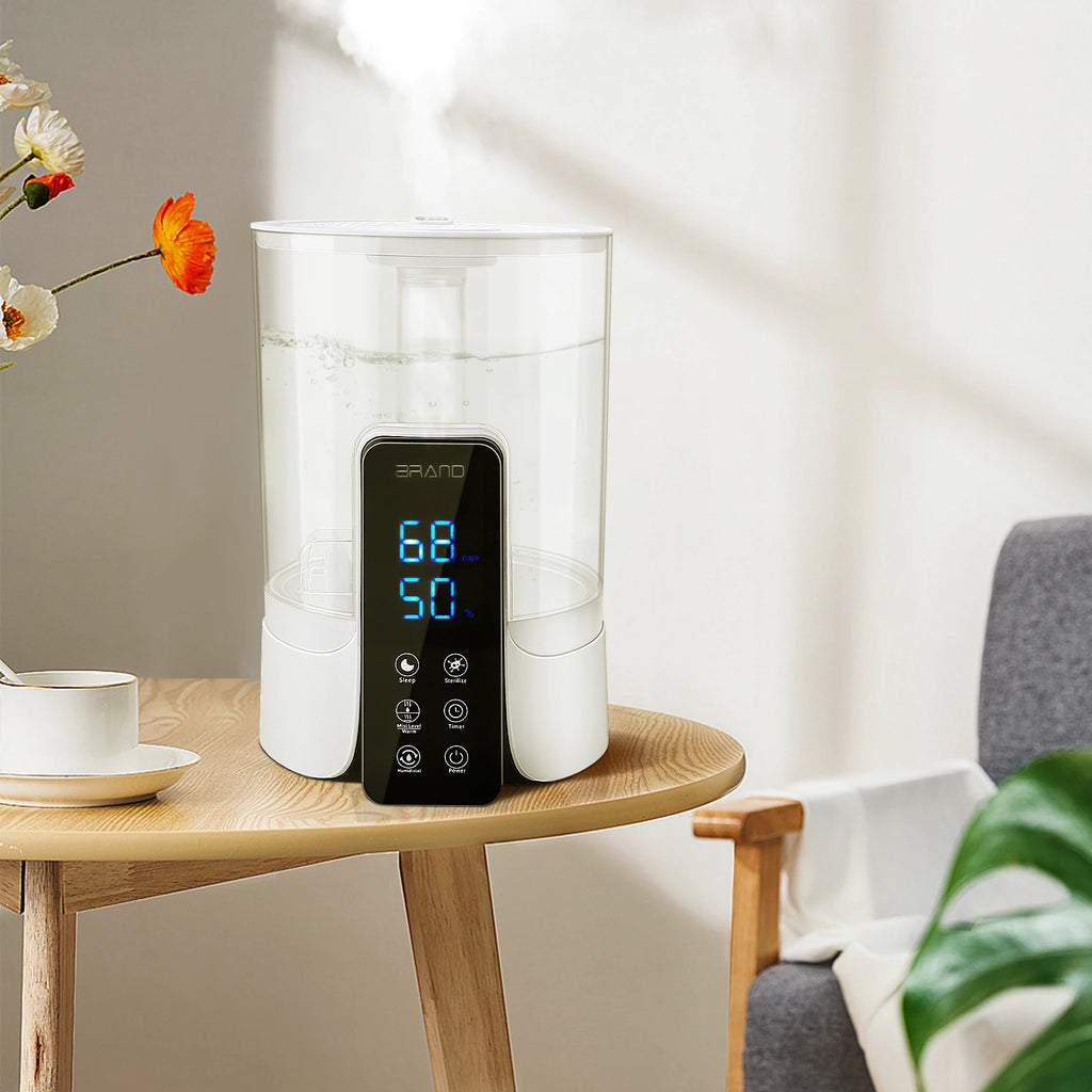 Bedroom Humidifier Large Humidifier Warm Cool Mist Humidifier 6L Large Capacity Quiet Bedroom Air Humidifier for Home Room White HIP