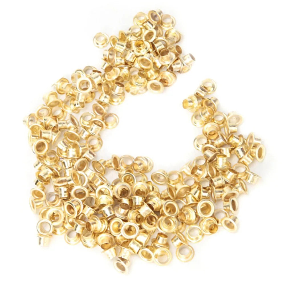 250-Piece Gold Metal Eyelets 4.5mm with Storage Box Metal Binding Eyelets HIP