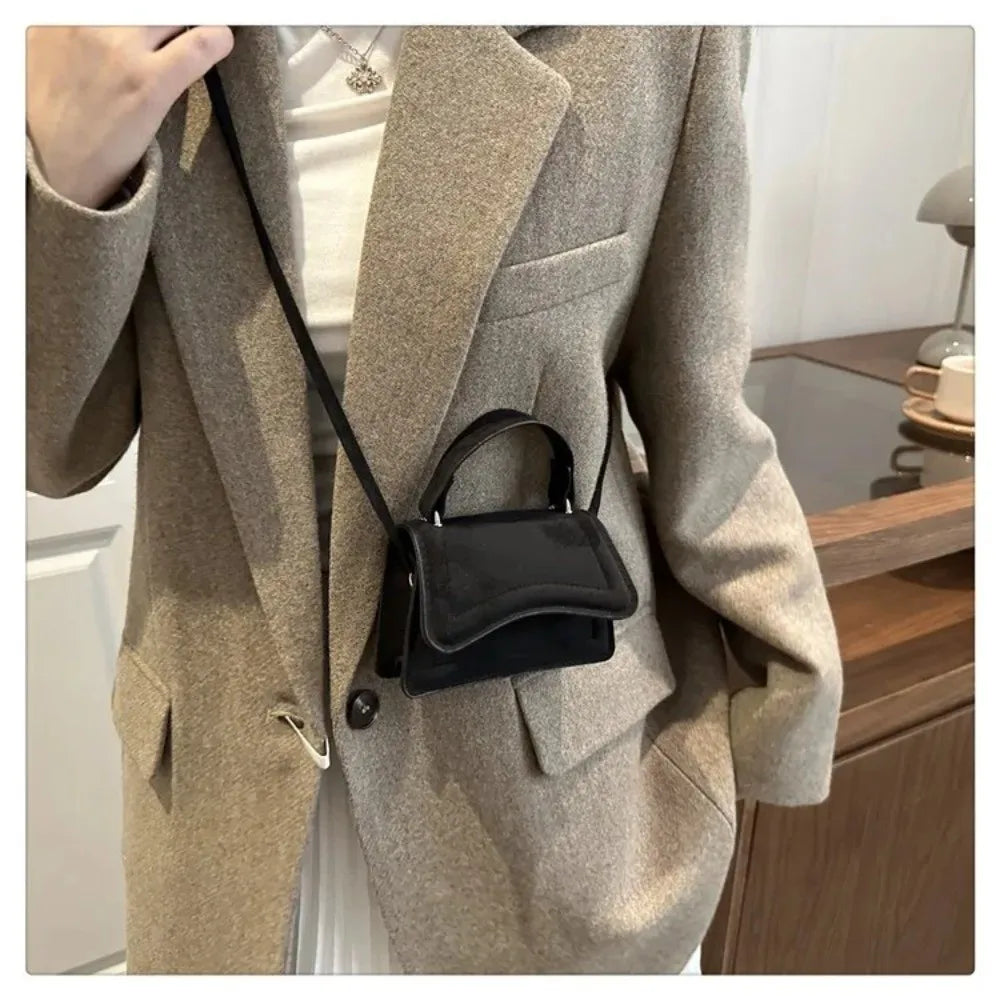 Suede Mini Crossbody Bag – Square PU Leather Shoulder Bag Mini Crossbody Bag HIP