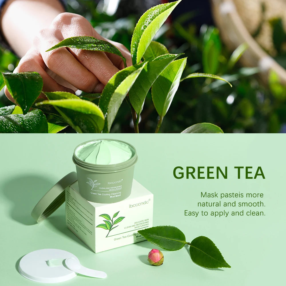 Green Tea Mud Mask Natural Skincare Deeply Cleansing Pore Nourishing Clay Face Mask Face Skin Care Cleaner 100g HIP