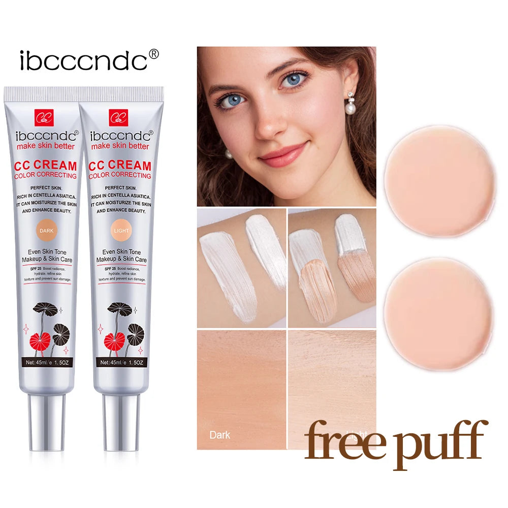 Color Correcting CC Cream Color Changing Moisturizing Concealer Waterproof Long Lasting Face Makeup With Free Puff HIP