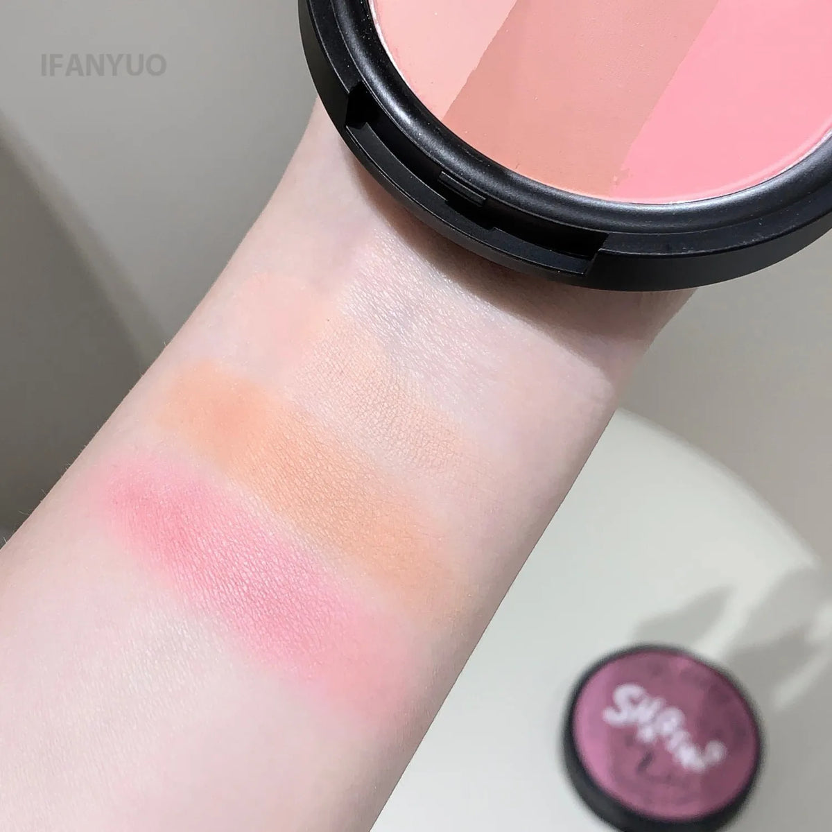 Three Color Blush Palette Waterproof Long Lasting Matte Shimmer Highlighter Cotouring Not Easy To Fade Rouge Integrated Tray HIP