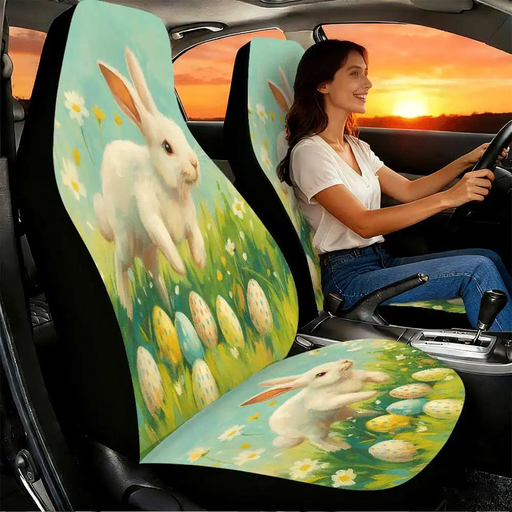 Easter Bunny Car Seat Covers – 2pc Front High Back Set Car Seat Covers HIP
