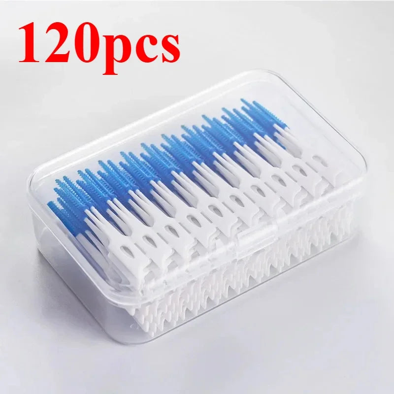 RUZOFO Silicone Interdental Brushes 40/120/200 Pack Interdental Brush HIP C623-blue 120Pcs