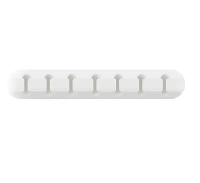 Silicone Desktop Cable Organizer Clips – Self-Adhesive Cable Management Clips HIP White 7 Hole