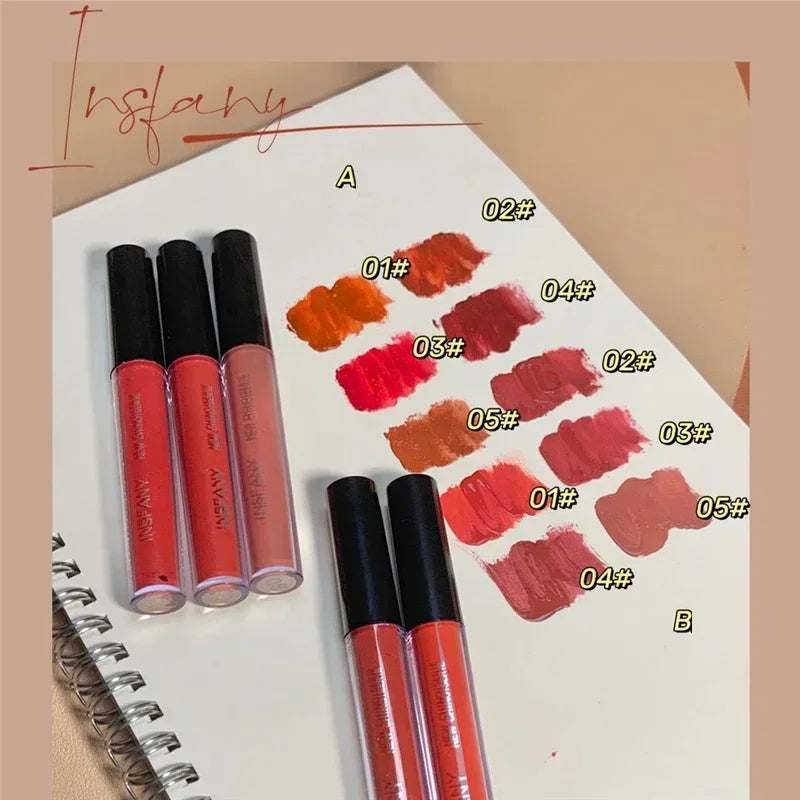 Five Pack Cigarette-shaped Lipstick Set Matte Velvet Lasting Creative Blue Pink Girl Cigarette Tube Lip Glaze Set Lip Makeup HIP