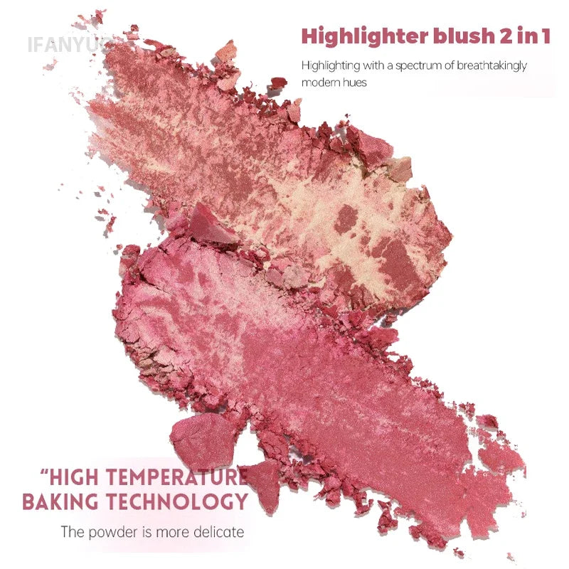 Baked Marble Blusher Long-Wearing Smooth Pressed Powder Blush Highlighter 8Color Lightweight Face Brighten Shimmer Rouge Palette HIP