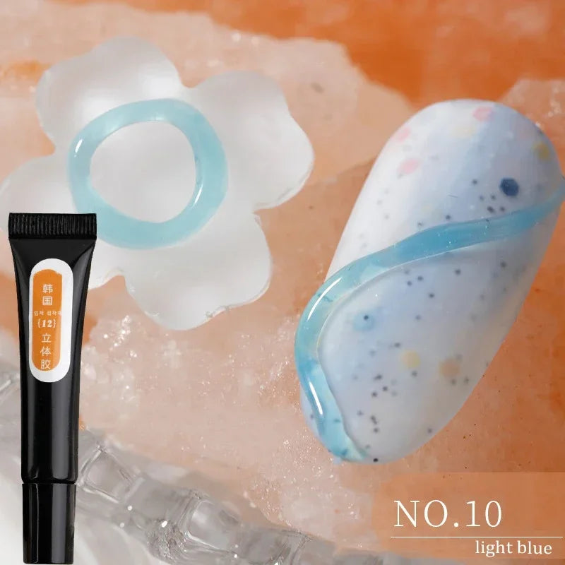 Nail Art Decorations Gel PVC Hose Modeling Phototherapy UV Nail Polish Glue INS Transparent Gummy Carving Jelly 5D Nail Art Gum HIP 10