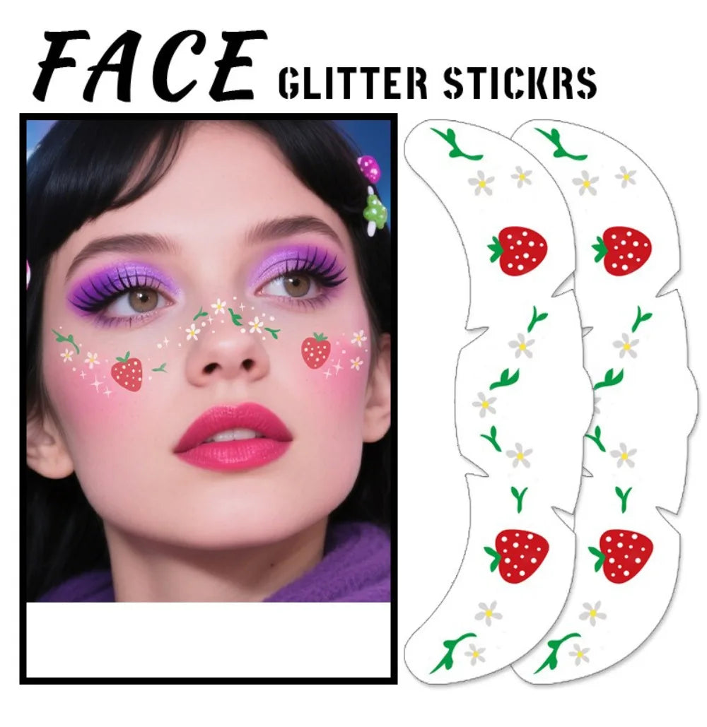 3Pcs Halloween and Christmas Tree Face Tattoo Sticker Demon Scar Vine Temporary Stickers DIY Party Makeup Tattoo Decal ﻿Kit HIP