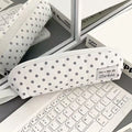 Korean Polka Dot Pencil Case – Large Capacity Stationery Bag Pencil Case HIP White Grey