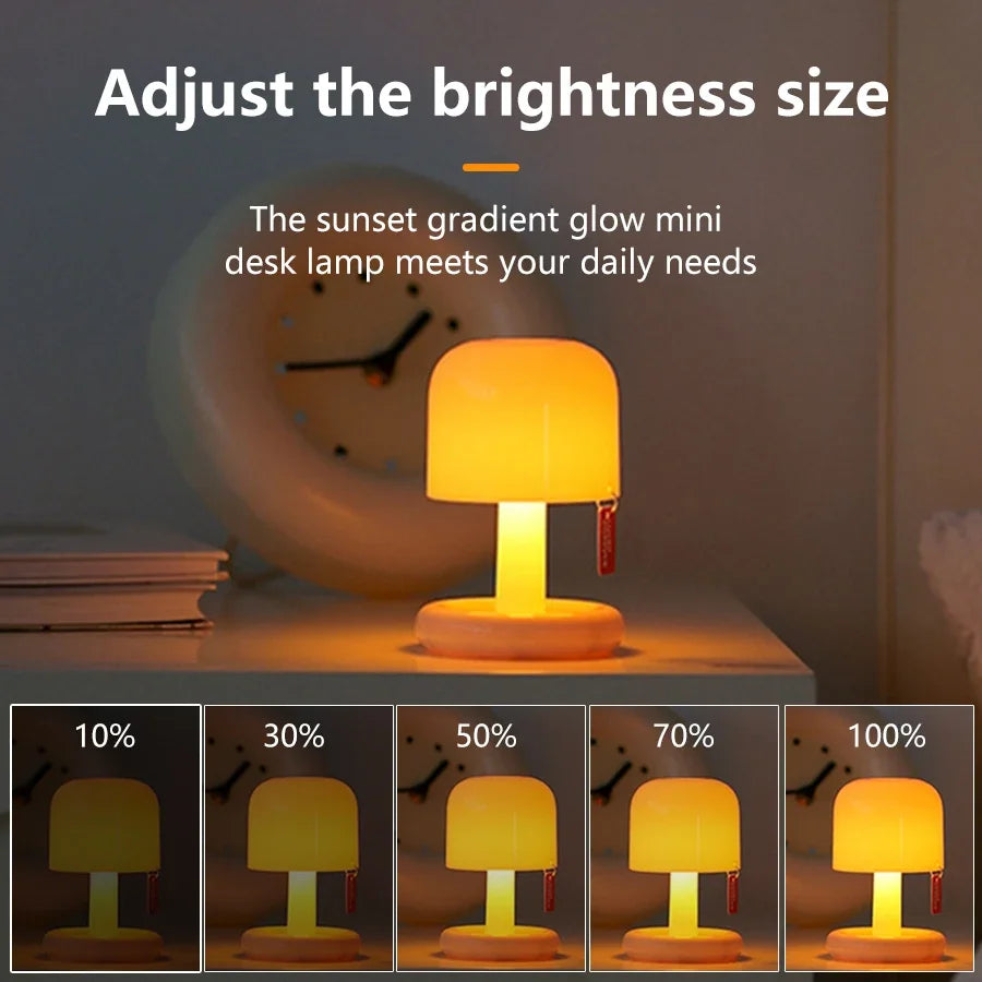 USB Rechargeable Sunset Night Light LED Table Lamp Mini Desk Bedside Bedroom Bar Room Decor Atmosphere Mood Light Minimalist HIP