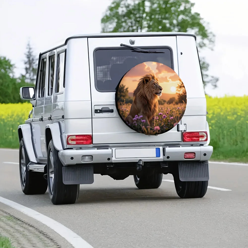 Lion Sunset Spare Tire Cover – Waterproof Polyester Protector Spare Tire Cover HIP