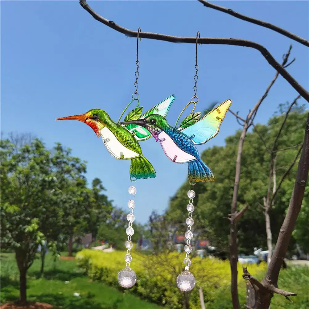 Window Hanging Hummingbird Suncatcher Crystal Window Bird Panel Garden Decoration Gift for Bird Lovers HIP