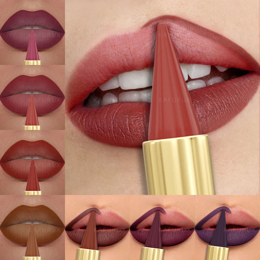 9-Color Matte Gradient Lip Liner Pen – Velvet Finish | KAFURUX Matte Lip Liner Pen HIP