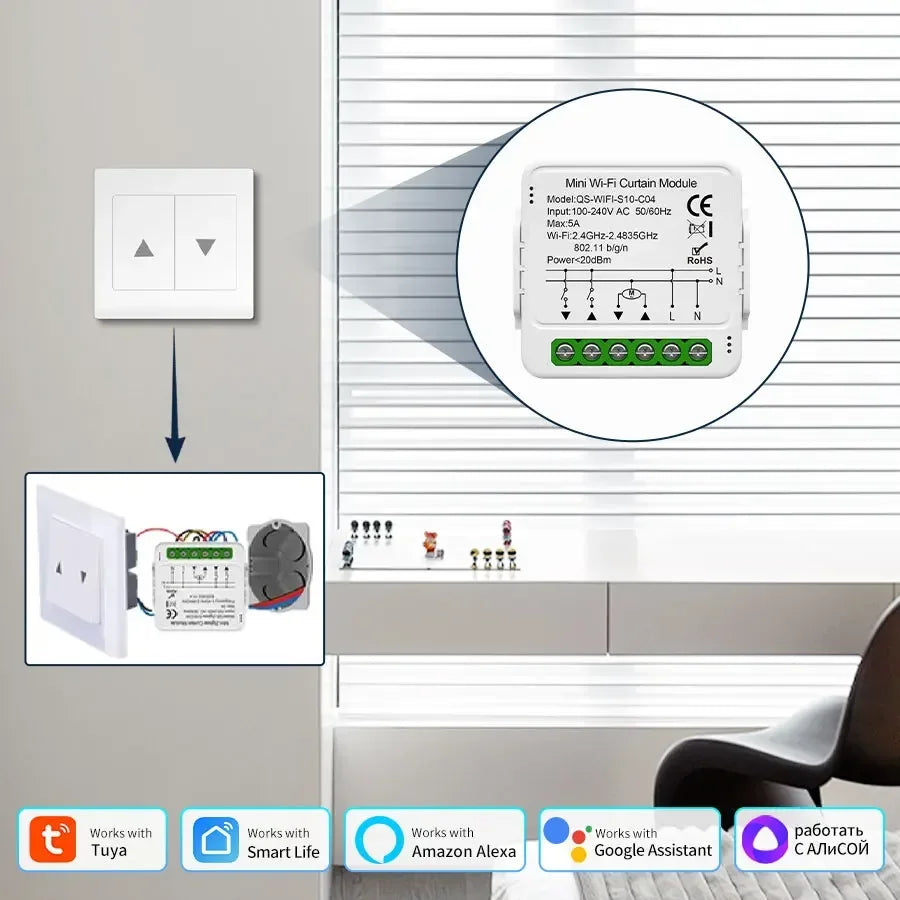 Tuya WiFi Zigbee Smart Curtain Switch Module Blinds Roller Shutter Electric Motor Smart Life APP Voice Control Alexa Google Home HIP