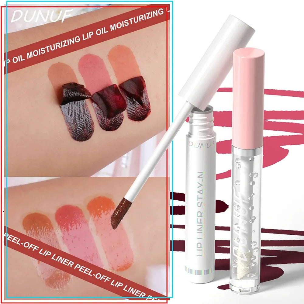 DUNUF Peel Off Lip Liner & Moisturizing Lip Oil Set – 2 Pcs Lip Liner & Oil Set HIP