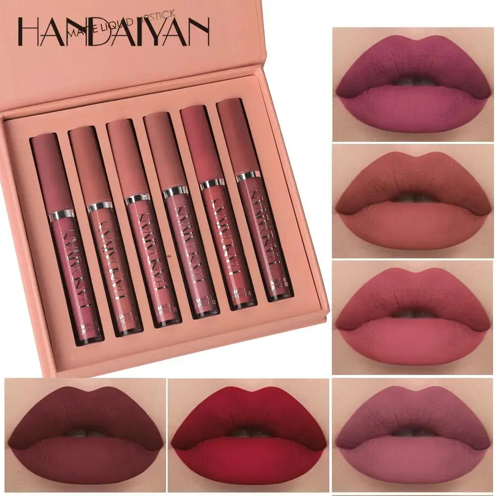 HANDAIYAN 6-Shade Matte Liquid Lipstick Set – Waterproof Liquid Lipstick Set HIP