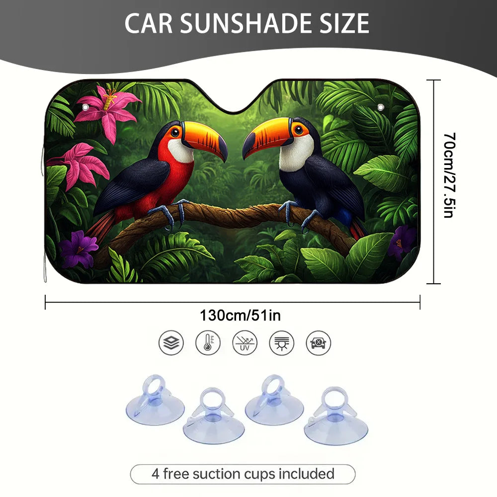 Tropical Toucan Jungle Car Sun Visor – Cool Interior Fast Car Sun Visor HIP