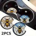 2-Pack Bee Honeycomb Car Cup Holder Coasters – 2D Printed Car Cup Holder Coaster HIP 1 Other