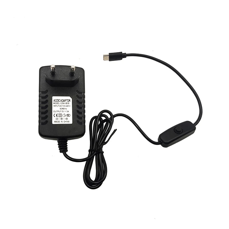 5V 3A USB-C Power Adapter with Switch for Raspberry Pi 4 USB-C Power Adapter HIP