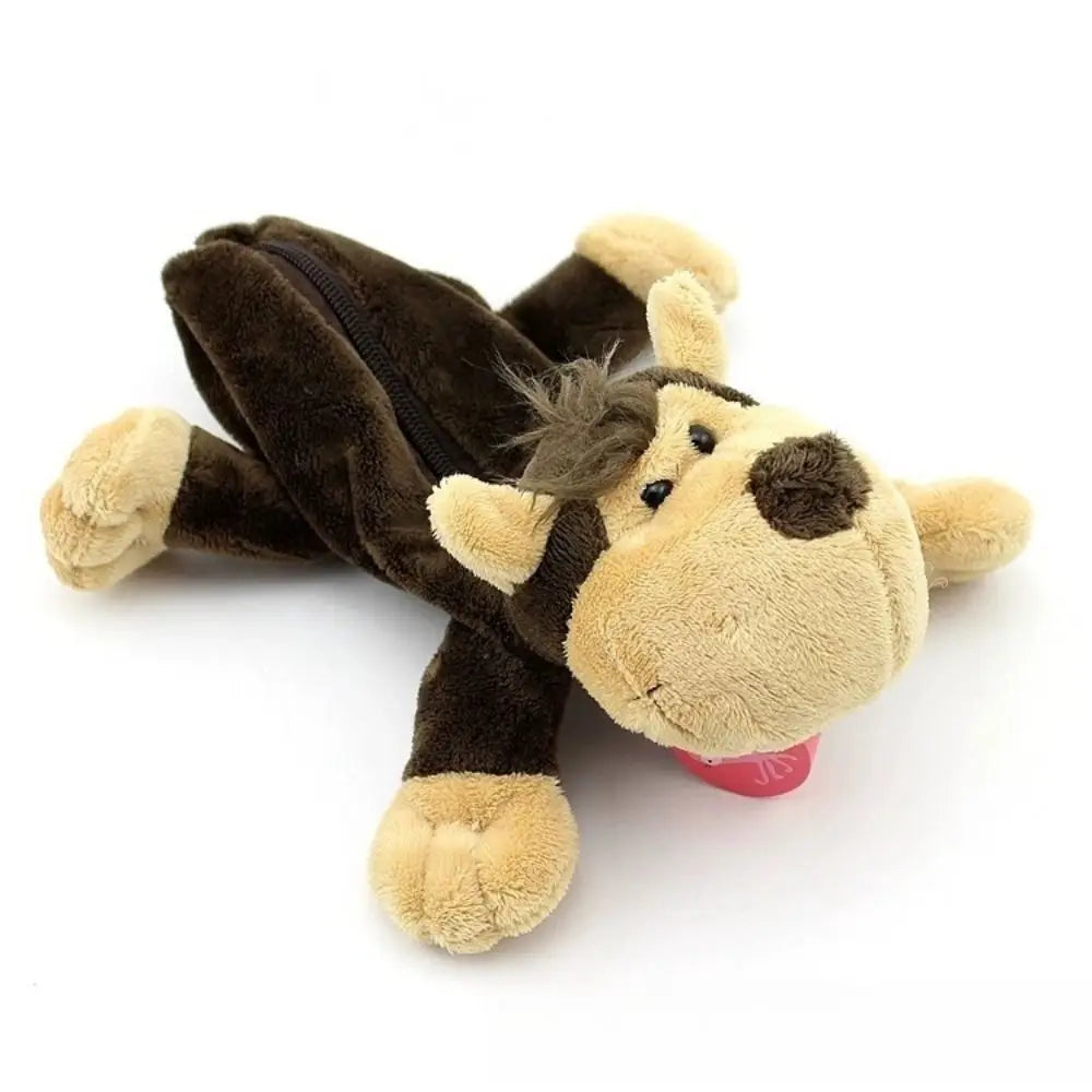 Kawaii Plush Animal Pencil Case – Large Capacity Stationery Bag Plush Pencil Case HIP Monkey
