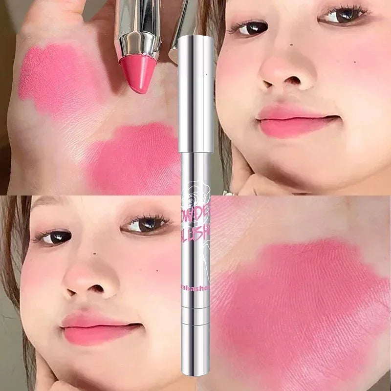 Pink Blush Pencil Facial Cheek Expanding & Shrinking Color Rouge Shadow Pen Cream Blush Sweet Cool Girl Style Korea Makeup Stick HIP 02