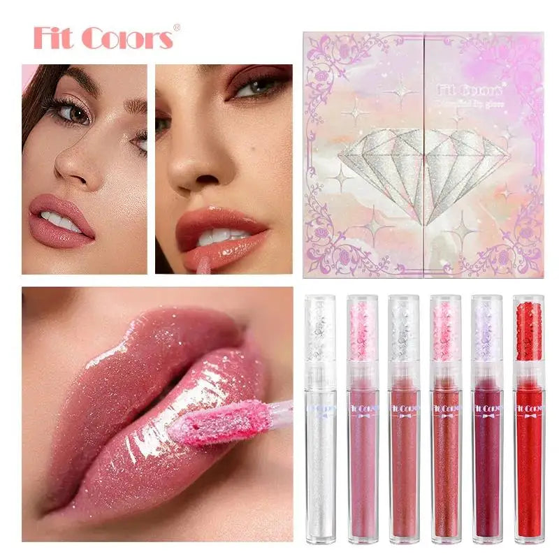 Fit Colors Diamond Lip Gloss Set – 6 Shades, Gift Box Lip Gloss Gift Set HIP