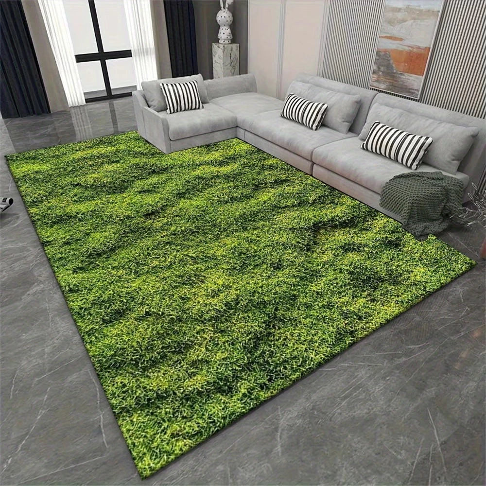 3D Green Grass Area Rug – Non-Slip Nature Lawn Floor Mat Area Rug Floor Mat HIP