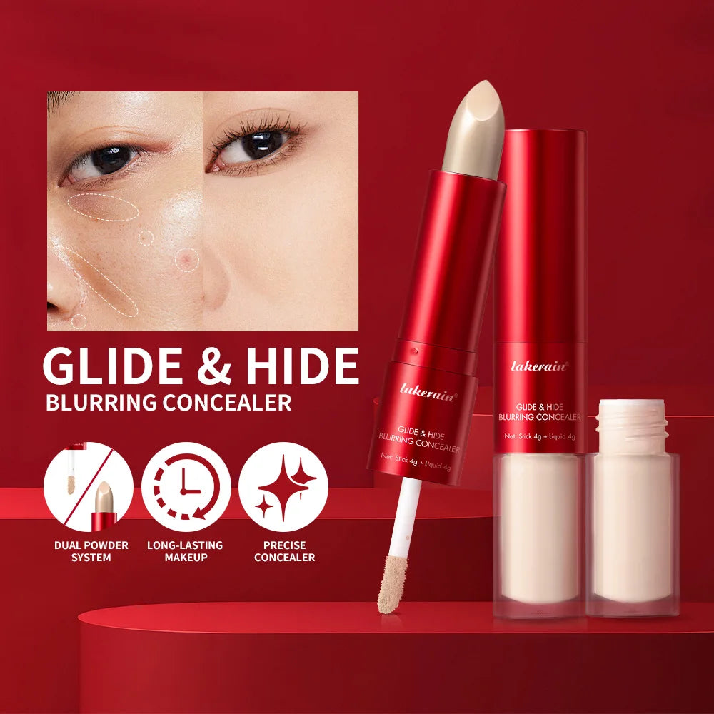 GlideHide Blurring Concealer Creamy texture Conceals dark circles wrinkles Dual formula liquid tip balm stick Long-lastin HIP