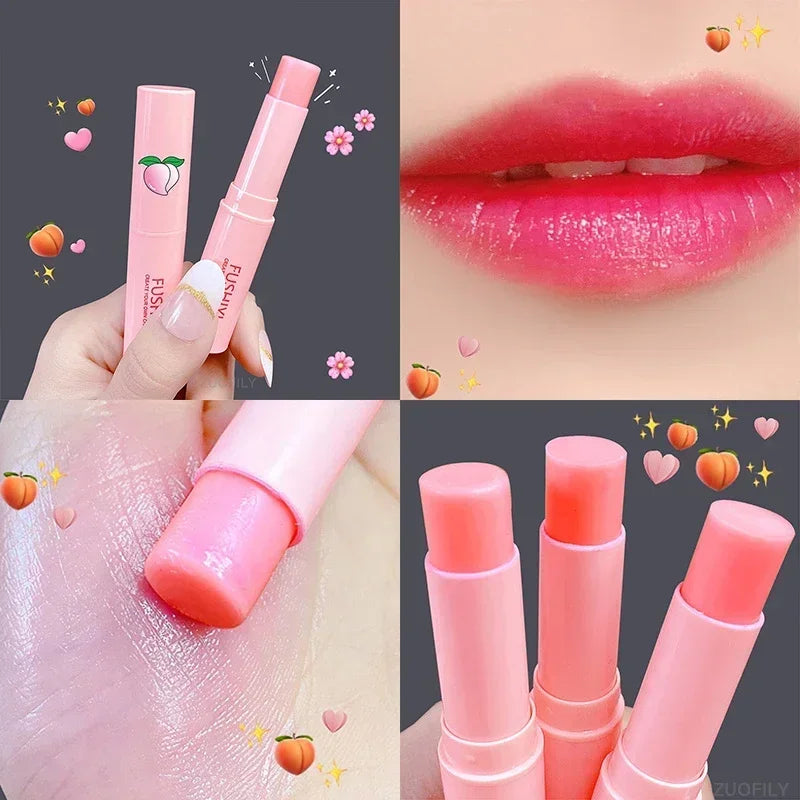 Peach Lip Balm Colorless Long-lasting Moisturizing Lipstick Temperature Change Color Lipgloss Anti-drying Hydration Lip Care HIP Peach Change A 1Pcs