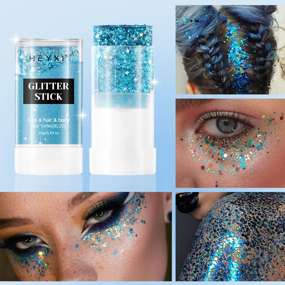 Sparkling Sequins Glitter Gel Stick Mermaid Sequin Body Glitter Gel Cosmetic Hair Glitter Festival Makeup for Christmas Party HIP