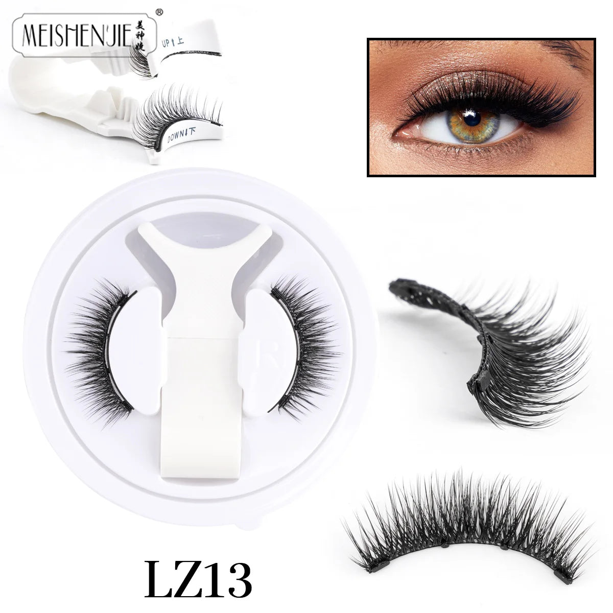 MEISHENJIE 1 Pair Magnetic Eyelashes Set Natural Long Mink Lashes Handmade Reusable Magnetic Eyelash Tweezers Set Lash Makeup HIP LZ13