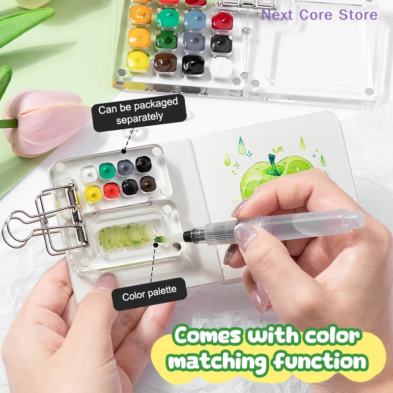 Mini Travel Watercolor Paint Palette Set – Pocket Artist Kit Watercolor Paint Palette HIP
