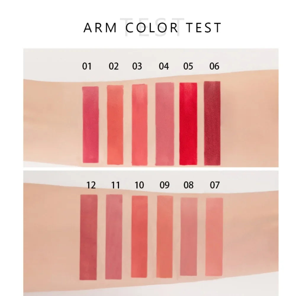 Handaiyan 12-Color Matte Velvet Liquid Lipstick – Waterproof Matte Liquid Lipstick HIP