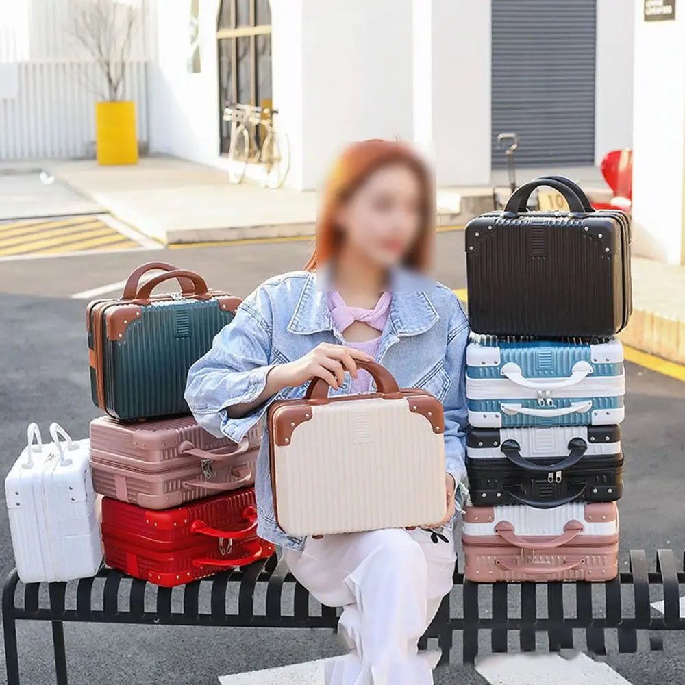 14" Mini Travel Makeup Suitcase with Password Lock | ABS Travel Makeup Case HIP