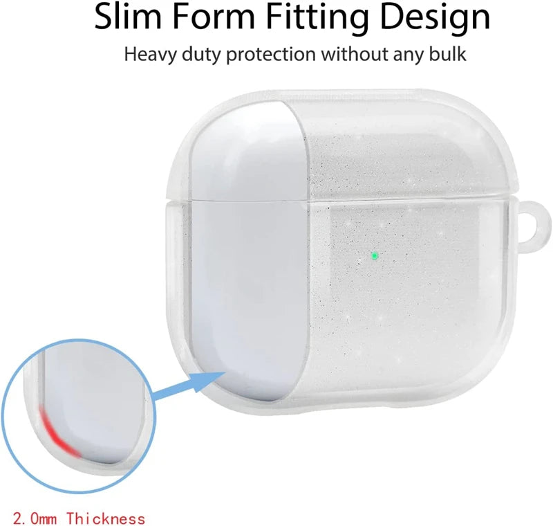 Glitter Silicone AirPods Pro Case with Keychain Ring | TPU AirPods Case HIP