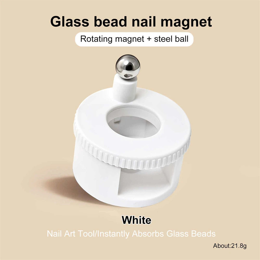 Automatic Rotating Nail Art bead Suction Device For Beginner Cat Eye Nails Magnetic With Super Strong Magnets and Wide Beam Kit HIP White With Ball-1Pc