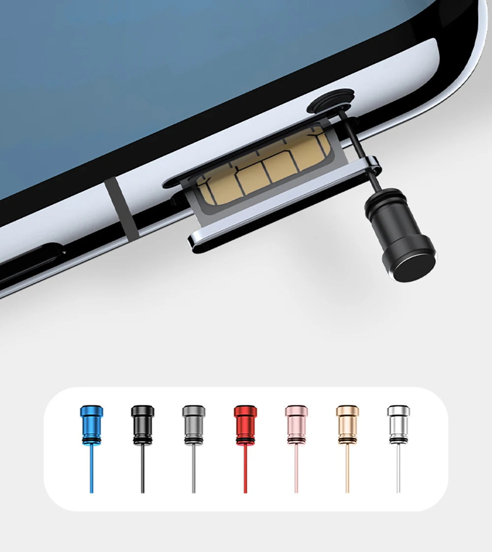 USB Type-C & 3.5mm Dust Plugs + SIM Pin – Phone Port Kit Phone Port Protector HIP