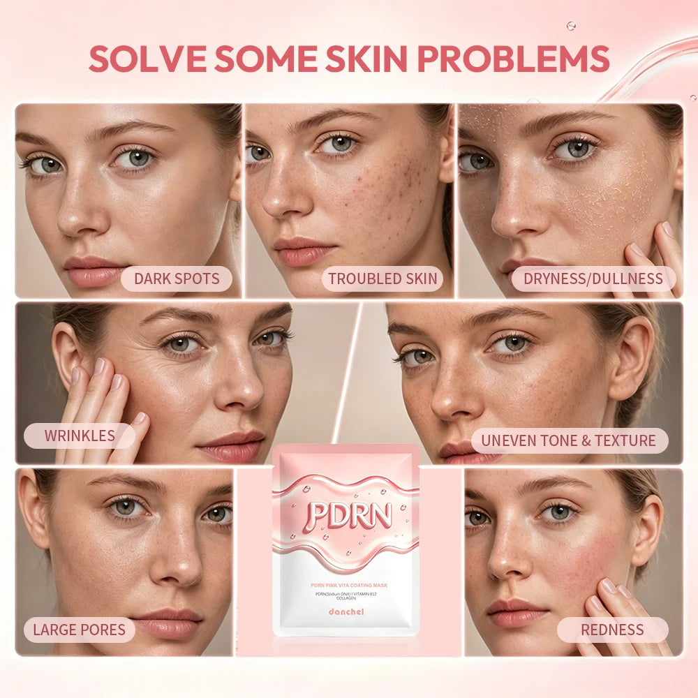 Salmon DNA PDRN Pink Vita Coating Sheet Mask 10 Pieces Korean Home Skincare Mask Hydrating Firming For Glass Skin Christmas HIP