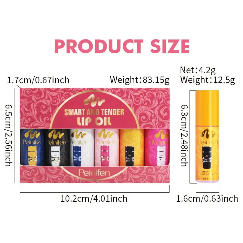 LAIKOU Hydrating Lip Oil 6-Piece Set – Nourishing Glaze Lip Oil Set HIP