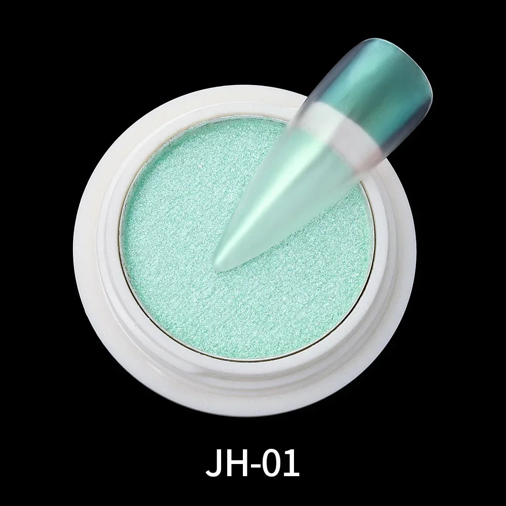 Aurora Nail Glitter Powders Pearl Shimmer Pigment Solid Mirror Rub Dust Brush Dipping Chrome Nail Art Decor Manicure Powder HIP JH01
