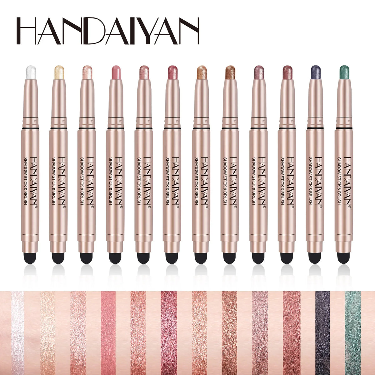 12-Color Shimmer Eyeshadow Stick – Waterproof Double-Ended Eyeshadow Stick Pen HIP