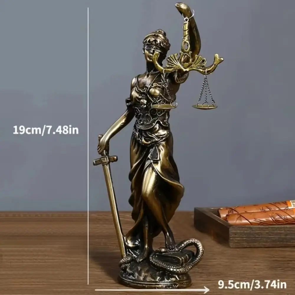 Goddess of Justice Resin Statue – Retro Copper Home Décor Decorative Figurine HIP