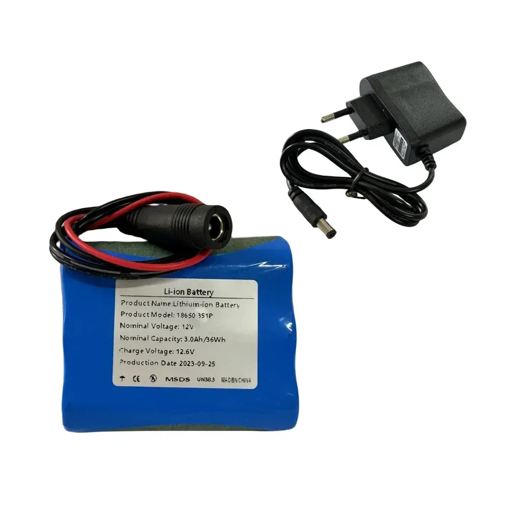 12V 3000mAh 18650 Li-Ion Battery Pack + 12.6V Charger Lithium Battery Pack HIP Battery with charger China Mainland