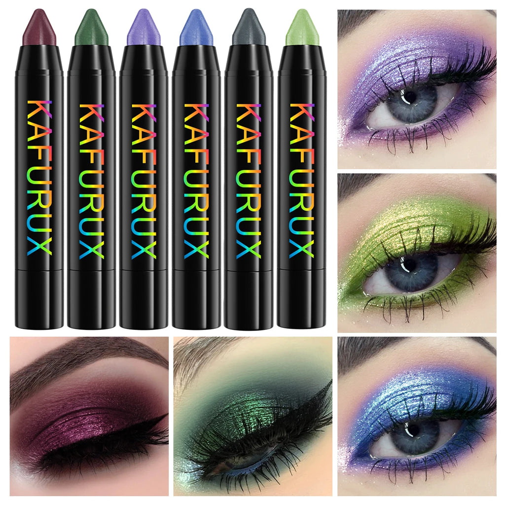 6-Piece Metallic Glitter Eyeshadow Pencil Set – Shimmer Liner Eyeshadow Pencil Set HIP