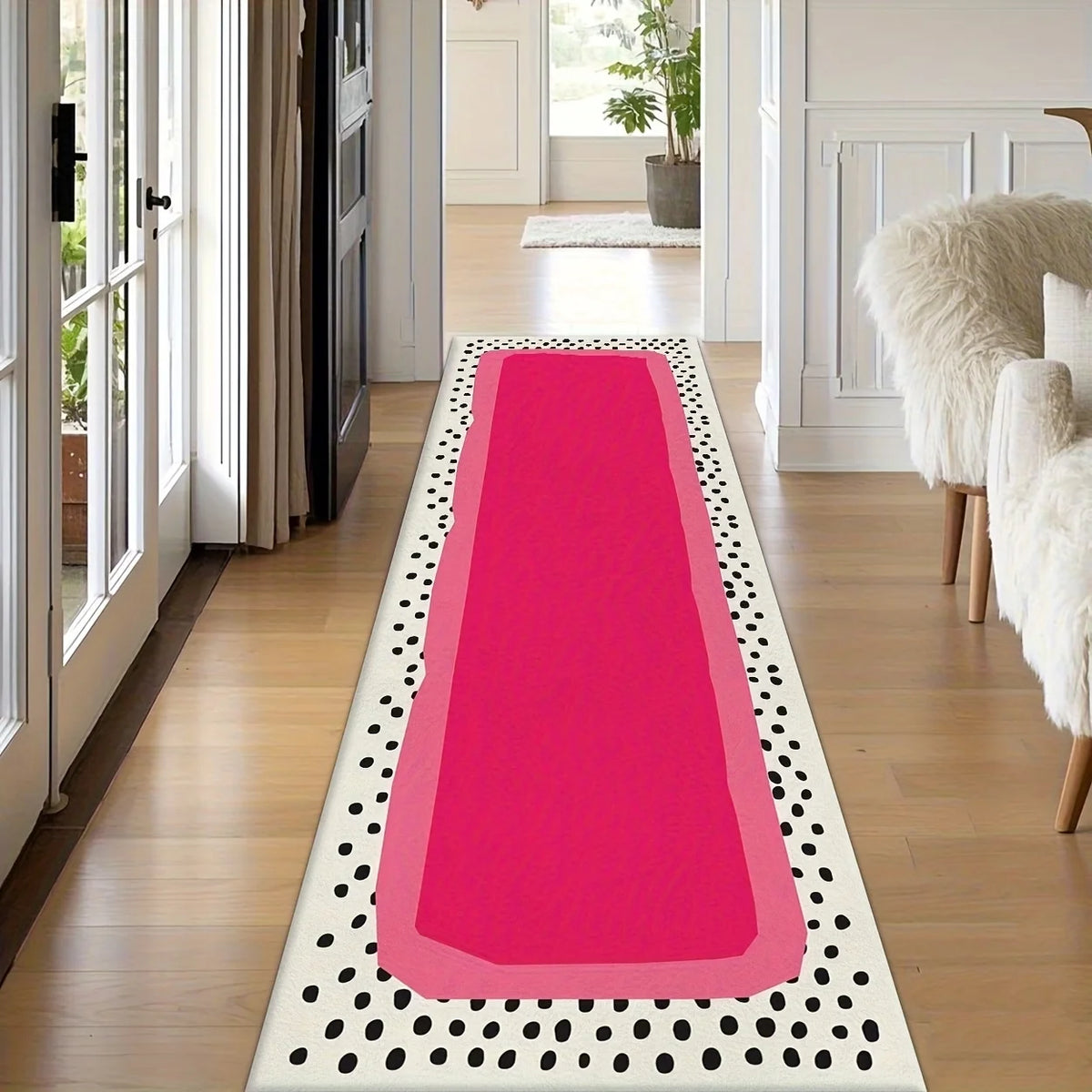 Pink Abstract Polka Dot Runner Rug – Non-Slip & Washable Runner Rug HIP