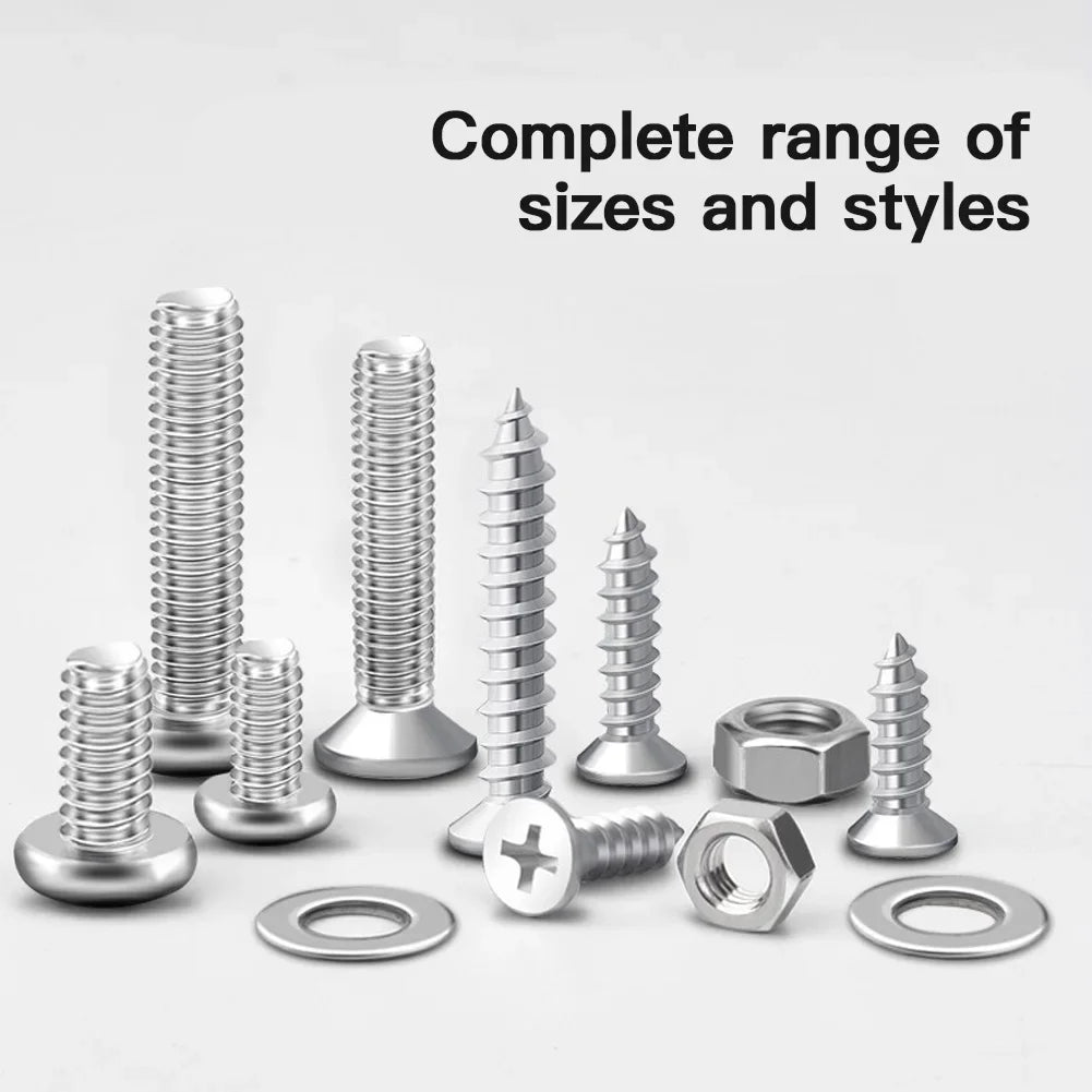 Multi Style Screw Nut Bolt Combination Kit M3/M4/M5/M6 Hardware Kit for Metal Plastic Wood Repair Furniture Withorganizer Box HIP