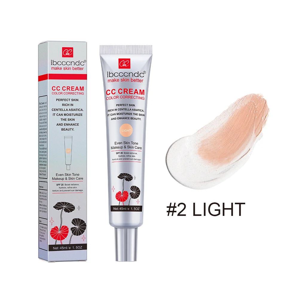 45ml Color Correcting CC Cream Facial Centella Asiatica Repair BB Cream Natural Concealer Whitening Liquid Foundation Cosmetics HIP light 3pcs