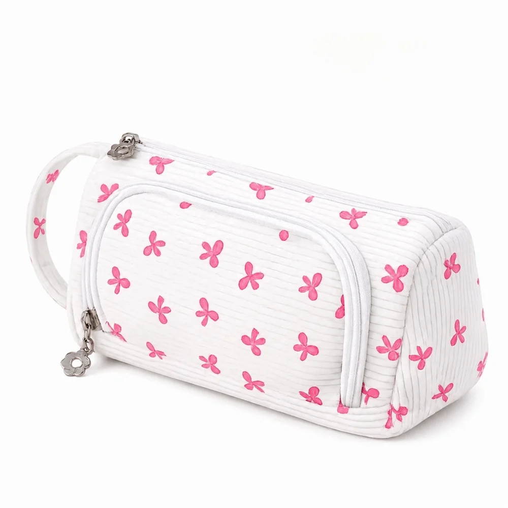 Large Canvas Pencil Case – Big Capacity Student Storage Pouch Canvas Pencil Case HIP Pink