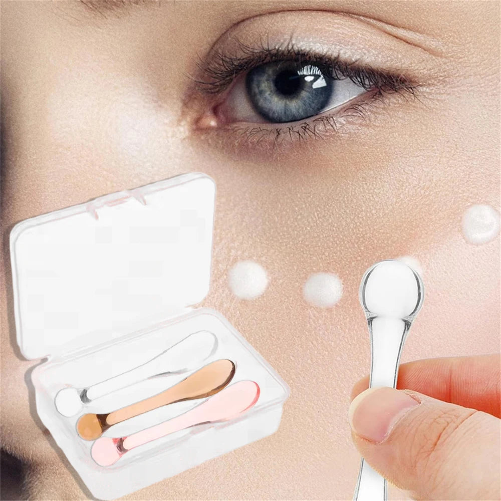 3pcs Acrylic Cosmetic Spatulas Scoop with Bottle Face Cream Mask Mud Mixing Spoon Beauty Tools Absorb Roller Facial Applicator HIP